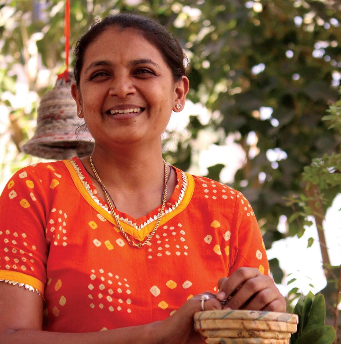 Neelu Patel in her garden in Ahmedabad