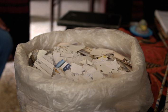 Newspaper shredded into small pieces