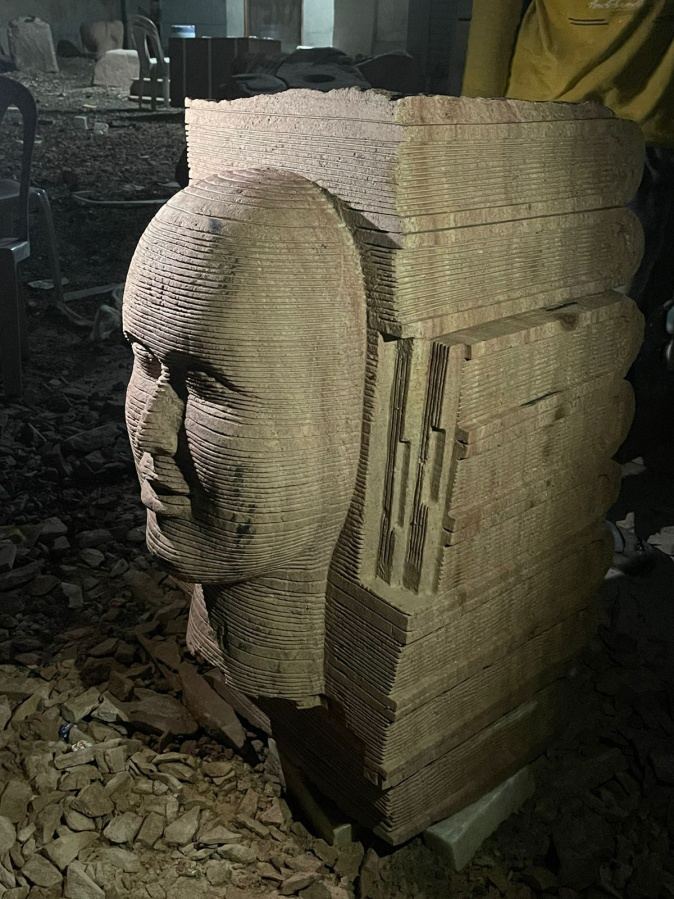 The stone face, in profile