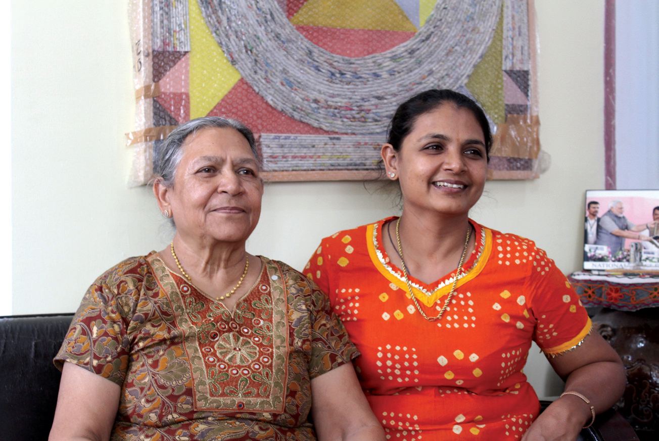 With her mother, her constant support at every exhibition