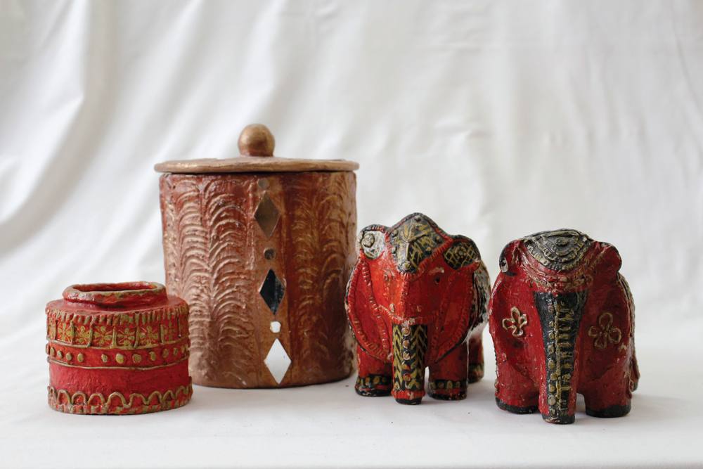 Paper Mache Containers and Elephants