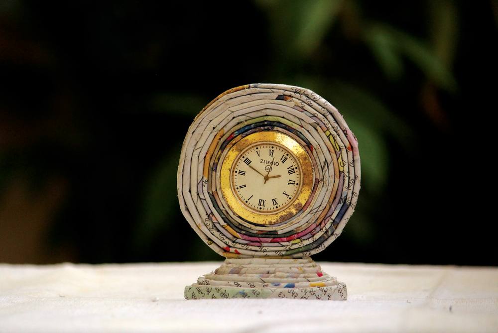 Rolled Paper Table Clock