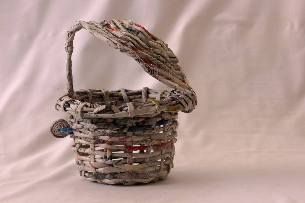 Woven Paper Basket with Handle